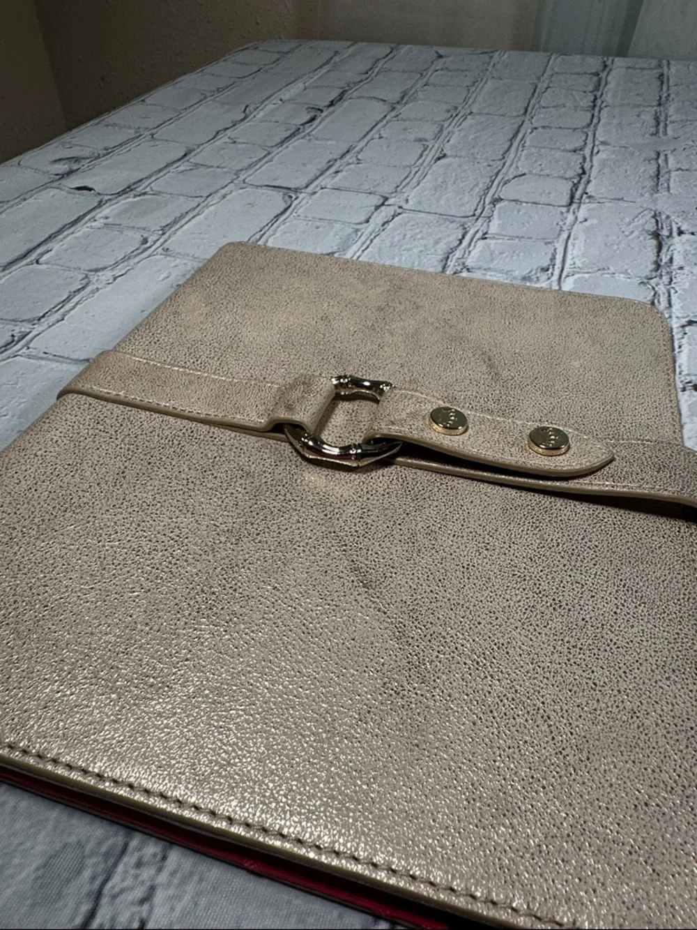 Elaine Turner Gold Metallic iPad case snap closure business card holder